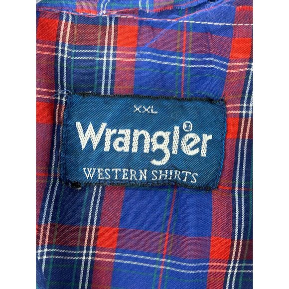 Vintage wrangler distressed brush popper snap button shirt - Picture 11 of 12
